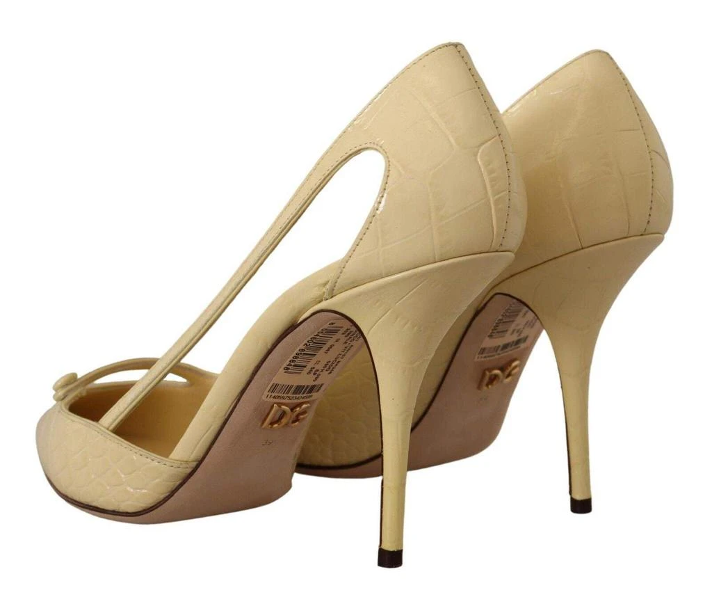 Dolce & Gabbana Dolce & Gabbana Yellow Exotic Leather Stiletto Heel Pumps Shoes 4