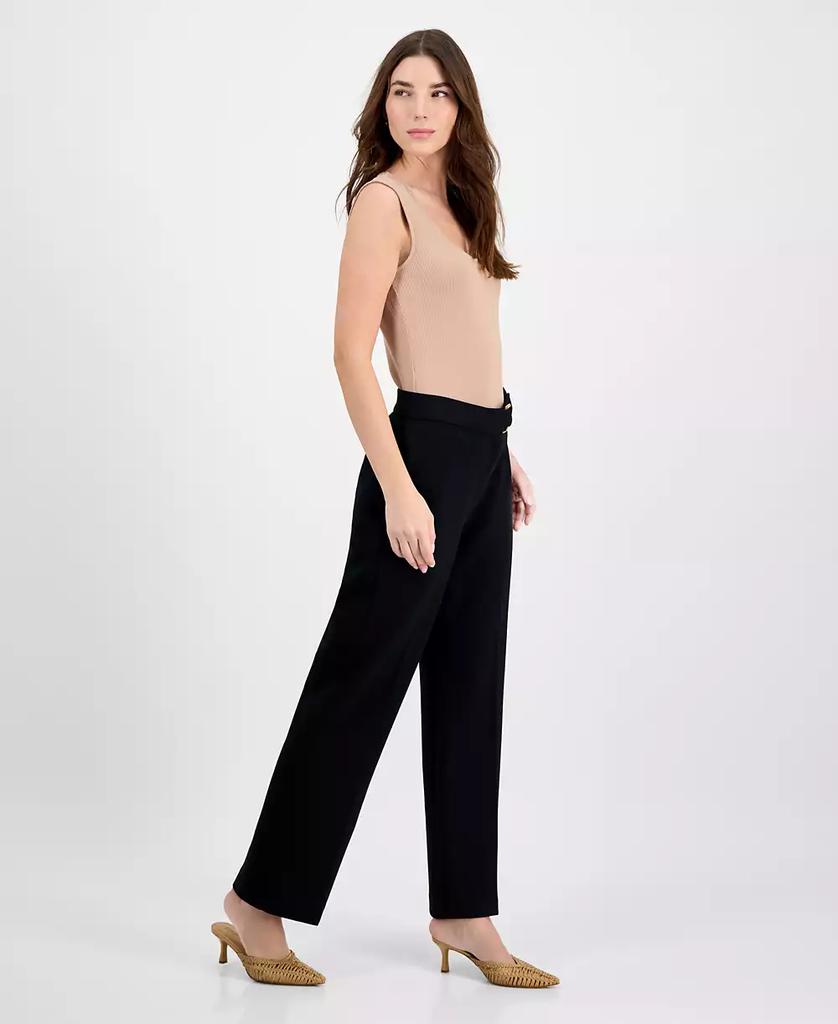 Tahari Women's Solid-Color Twill Crepe Wide-Leg Pants