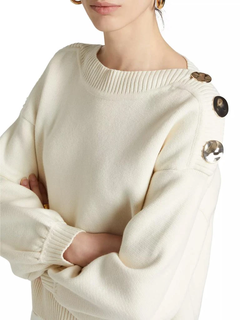 ba&sh Mateo Button-Detailed Cotton &amp; Wool Sweater 6