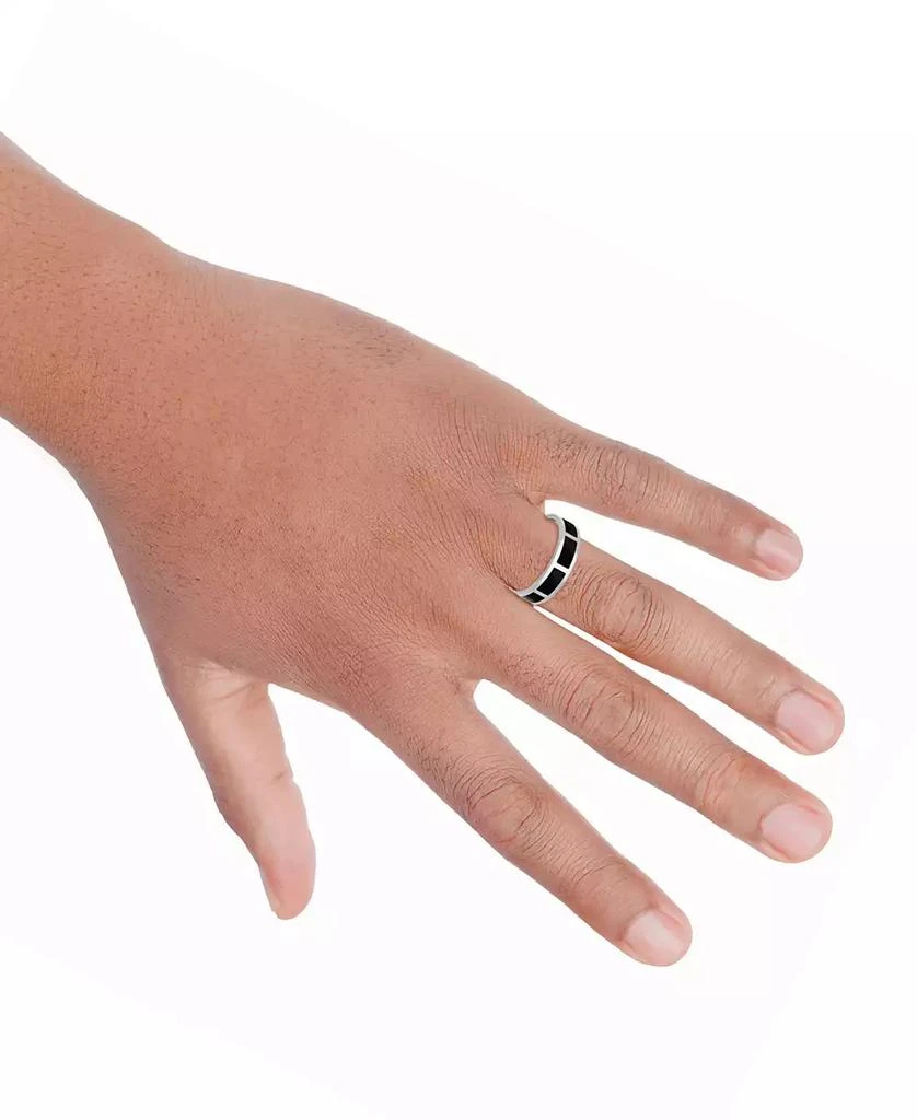 Macy
s Men
s Polished Black Ceramic Segmented Band in Sterling Silver 2