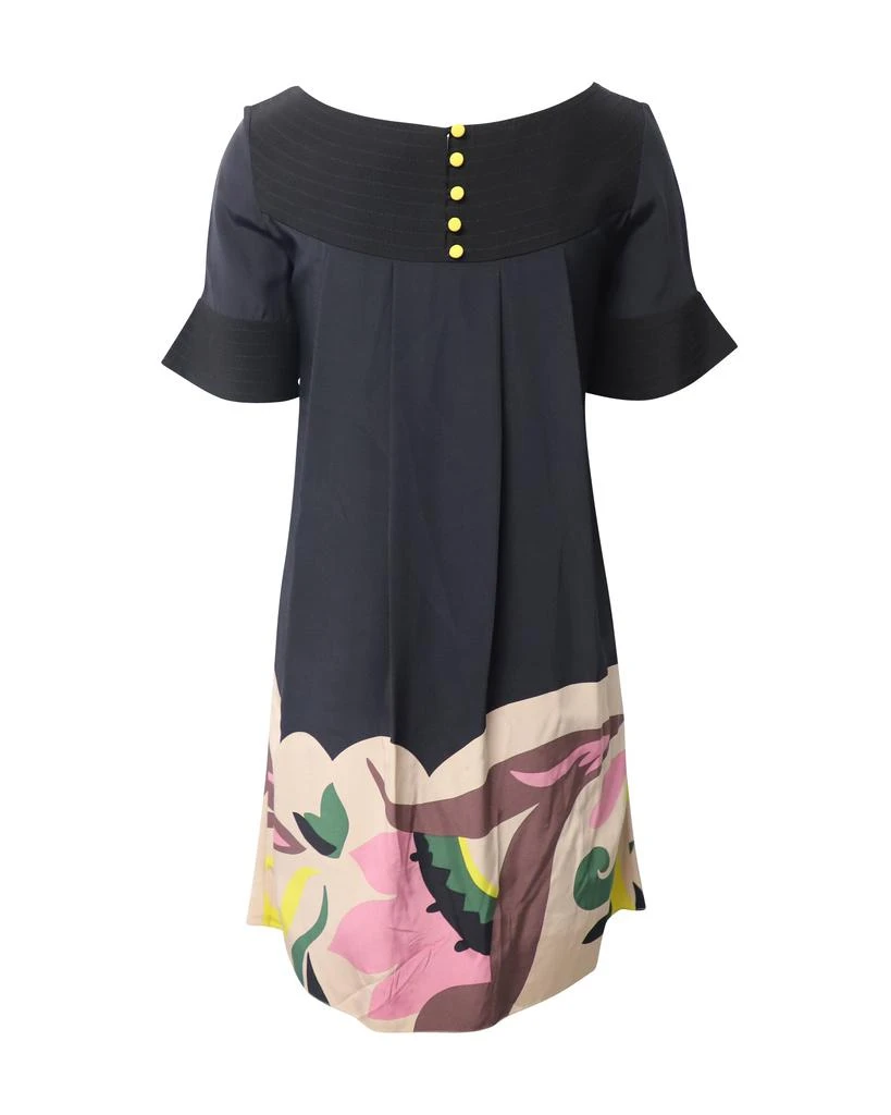 Temperley London Floral Pleated Mini Dress in Black Cotton 3