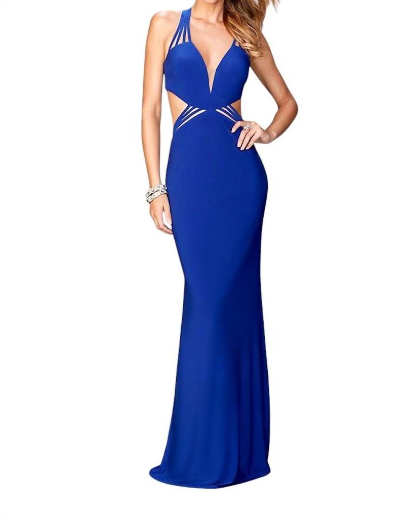 La Femme La Femme - V Neck Jersey Gown