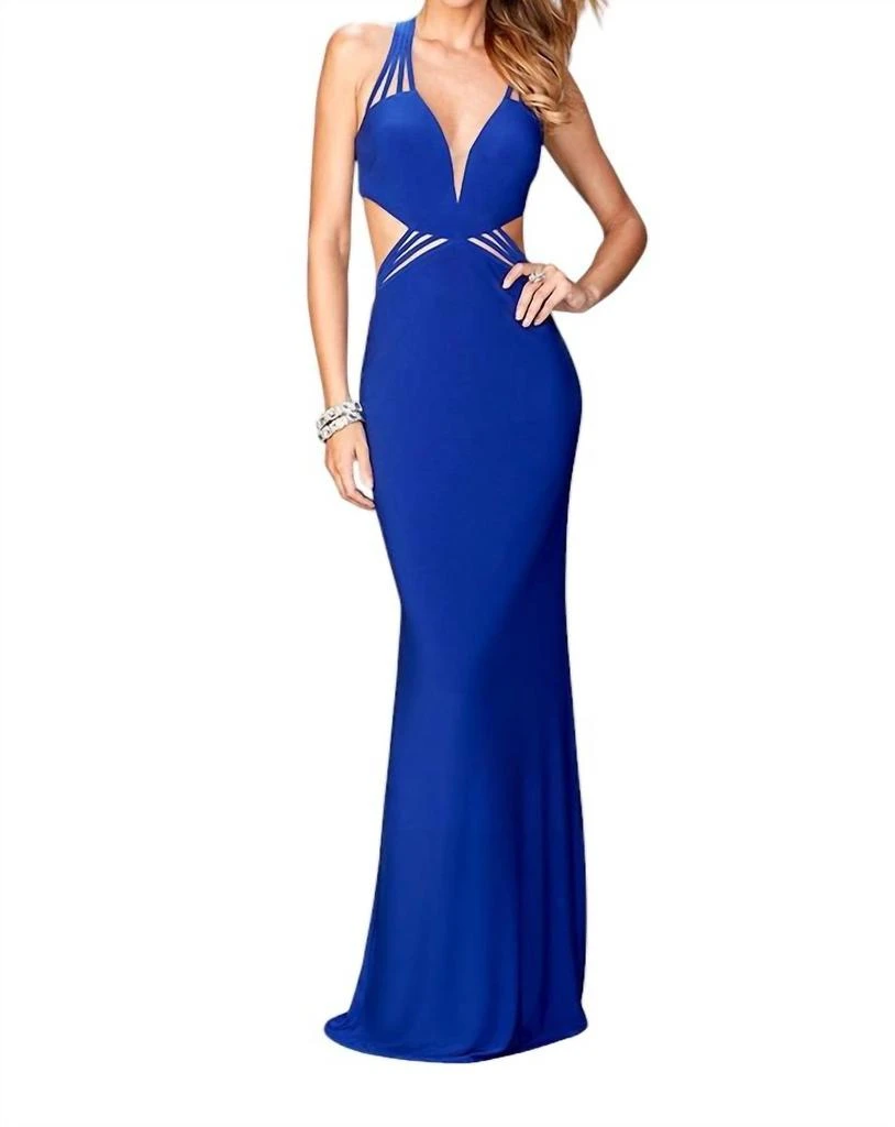 La Femme La Femme - V Neck Jersey Gown 1