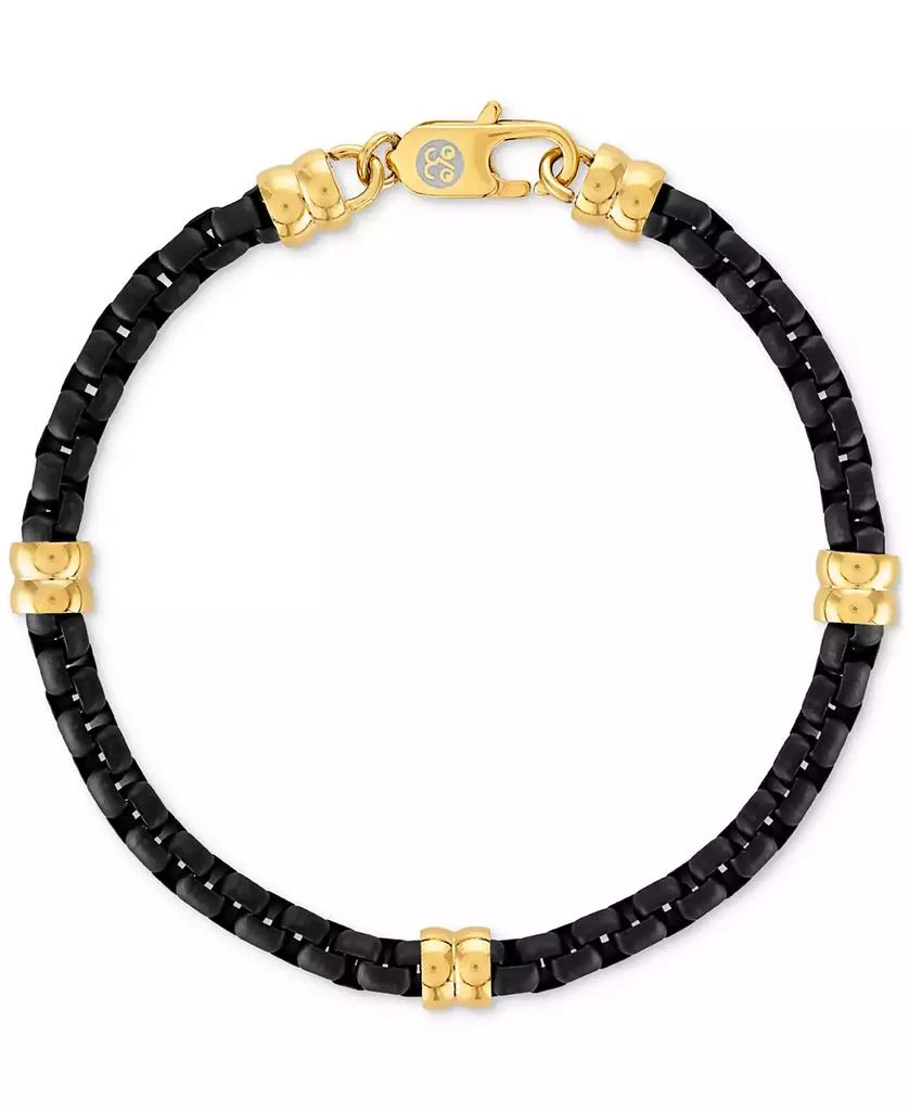 Esquire Men's Jewelry Box Link Chain Bracelet in Black & Gold-Tone Ion Plated Stainless Steel, Exclusively at Macy's 9