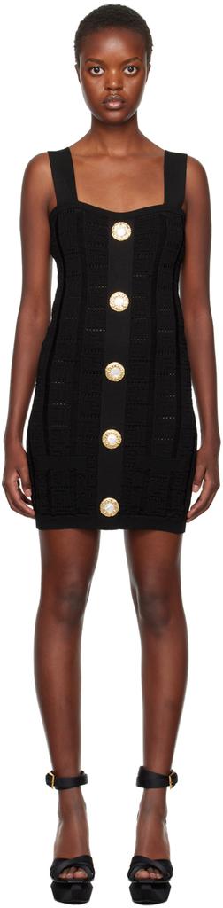 Balmain Black Jacquard Minidress