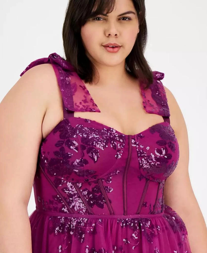 City Studios Plus Size Sequin Tulle Corset Gown, Created for Macy's 5