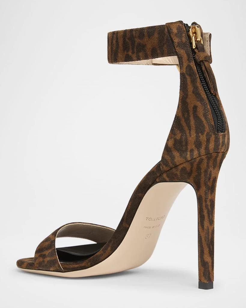Tom Ford Leopard Suede Stiletto Sandals with Padlock 4