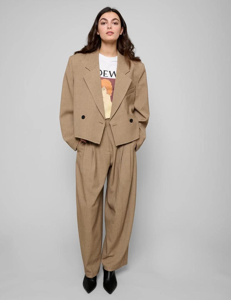 Pixie Market Dani Cropped Boxy Blazer in Brown 5