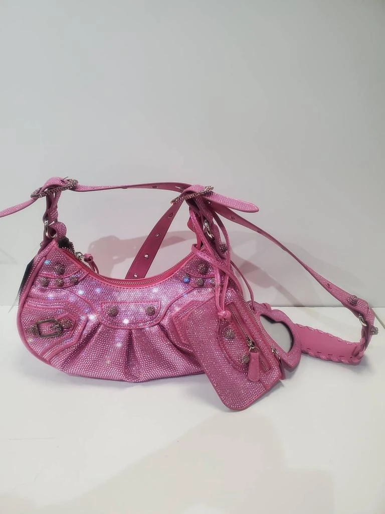 INZI Rhinestone Accents Crossbody Bag In Pink 1