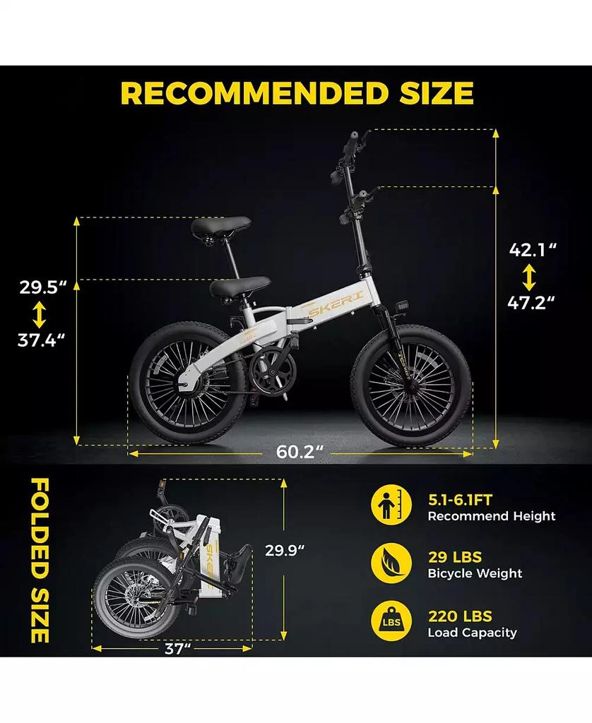 Mikolo Folding Electric Bike for Adults, 55 Miles & 25MPH, 500W Peak Motor, 48V 10Ah Removable Battery, Fat Tire EBike with Smart LCD Display 8