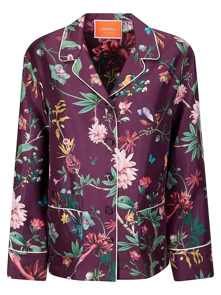 LA DOUBLE J Silk Pajama-Style Shirt with Floral Print