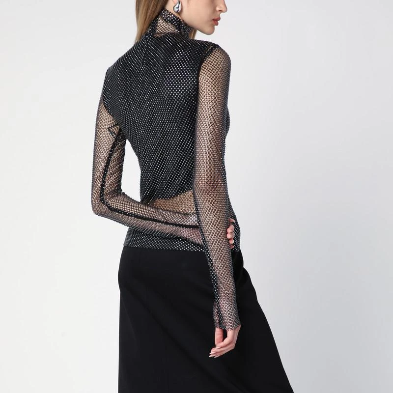 Max Mara Black mesh turtleneck sweater with rhinestones 3