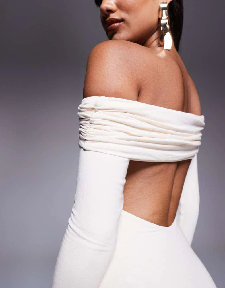 Honora Modal Off-Shoulder Open-Back Maxi Dress in Ivory | Oh Polly XS