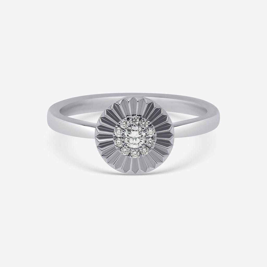 Bliss Bliss By Damiani 18K White Gold, Diamond Flower Band Ring Sz 6.5 20070943