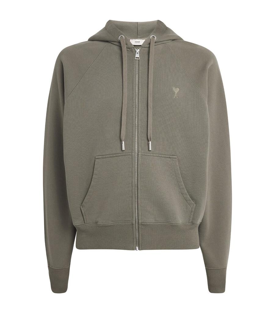 AMI Organic Cotton Ami de Coeur Zip-Up Hoodie