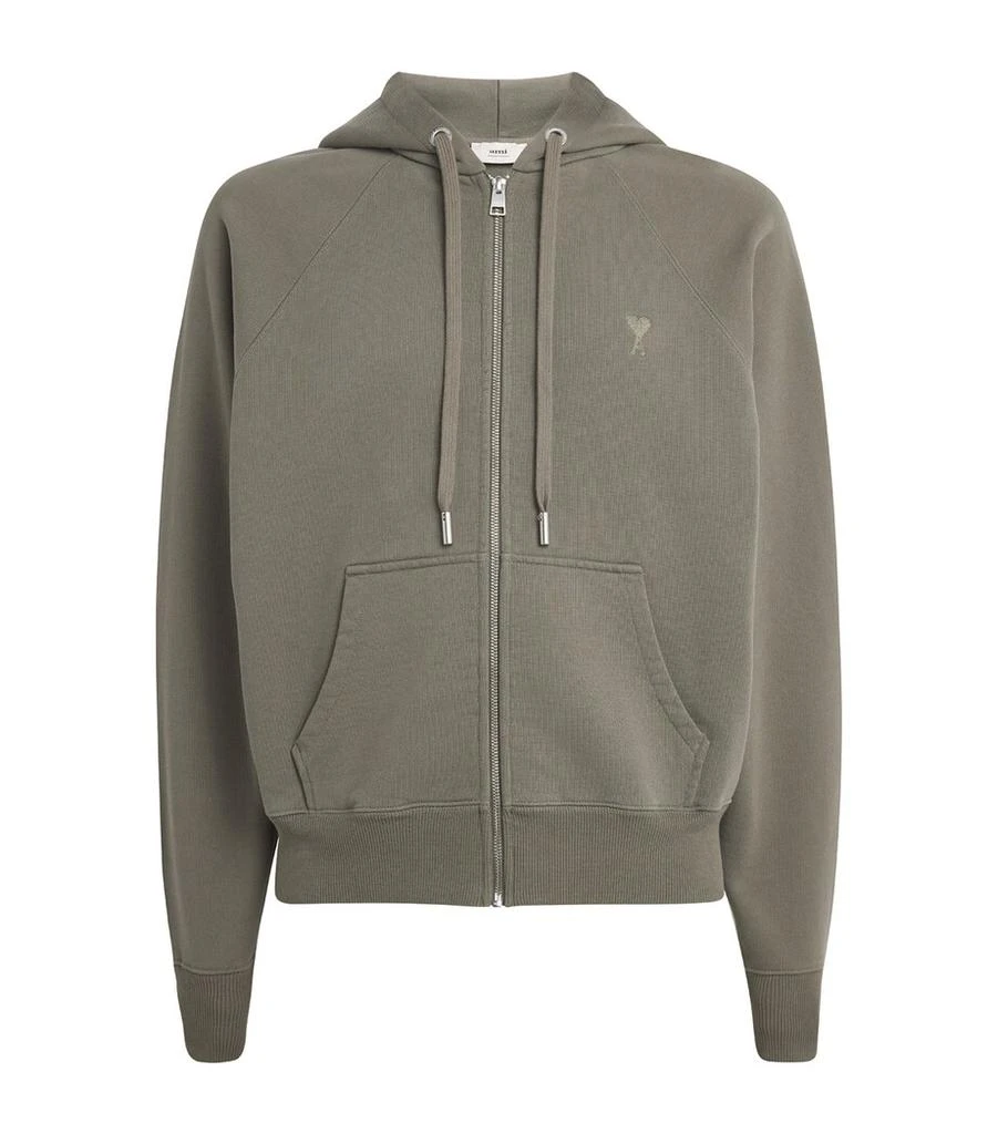 AMI Organic Cotton Ami de Coeur Zip-Up Hoodie 1