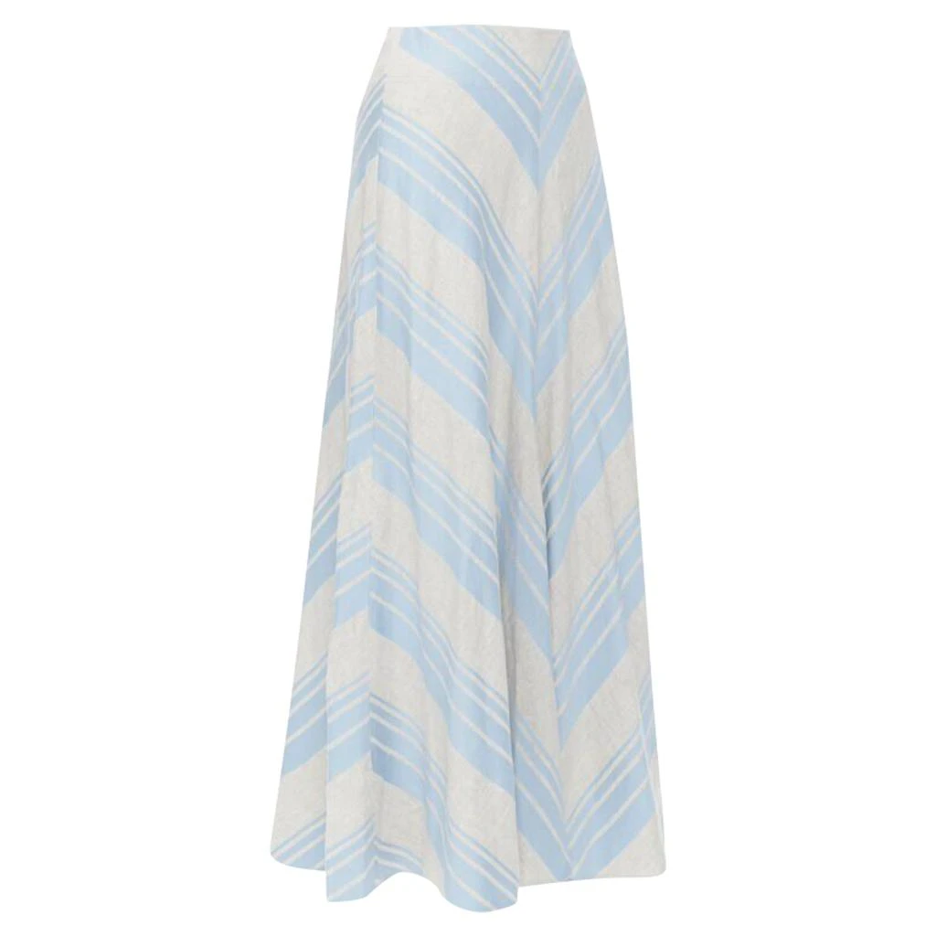 Lee Mathews Lee Matthews striped linen cotton midi casual skirt 4