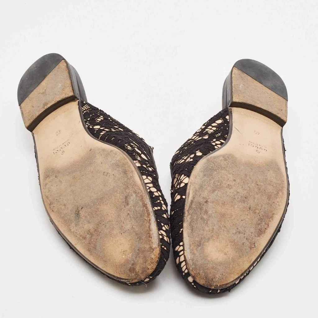 Gucci Gucci Black/Pink Lace and Leather Princetown Mules Sandals Size 40 6