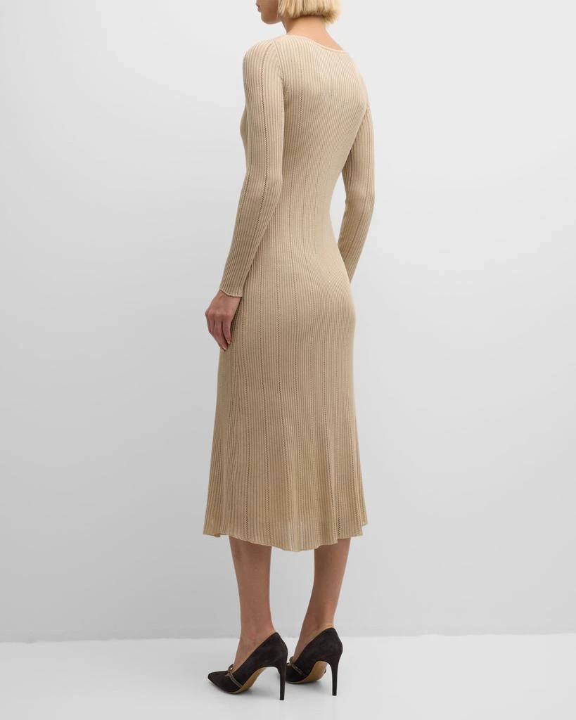 ELEVENTY Pointelle Ribbed-Knit Midi Dress 4