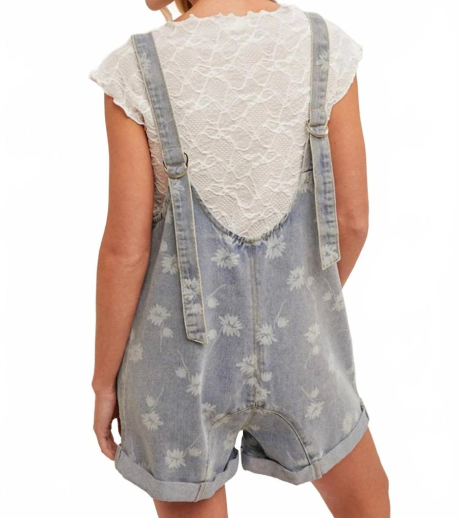 Hem & Thread Flower Motif Shortall In Denim 3