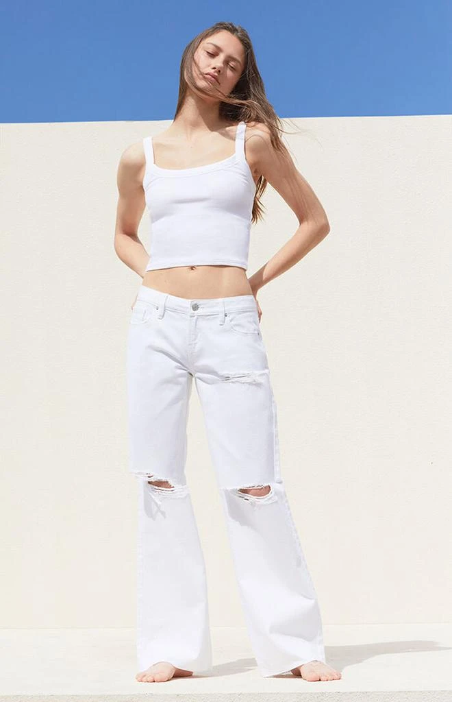 PacSun White Ripped Low Rise Girlfriend Jeans 2