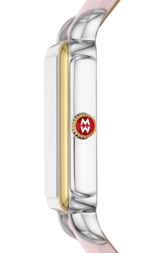 MICHELE Deco II Diamond Leather Strap Watch, 30mm - 0.11ct.