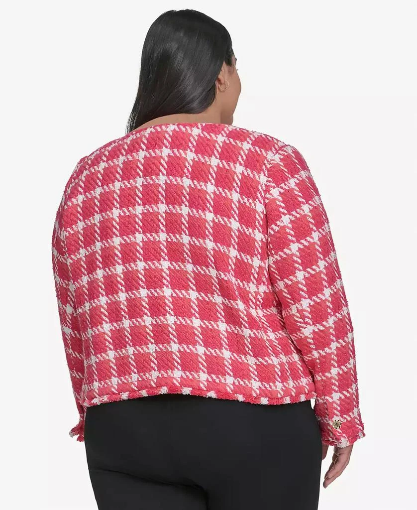 Karl Lagerfeld Paris Plus Size Open Tweed Short Jacket, Exclusively at Macy's 2