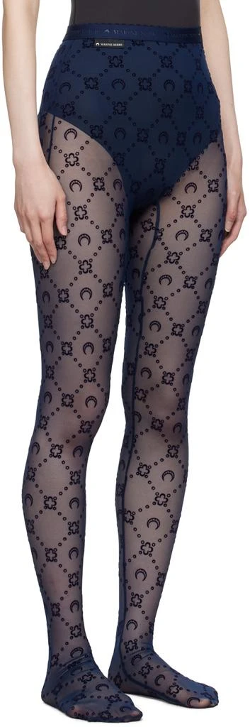 Marine Serre Navy Moonogram Flocked Mesh Tights 2