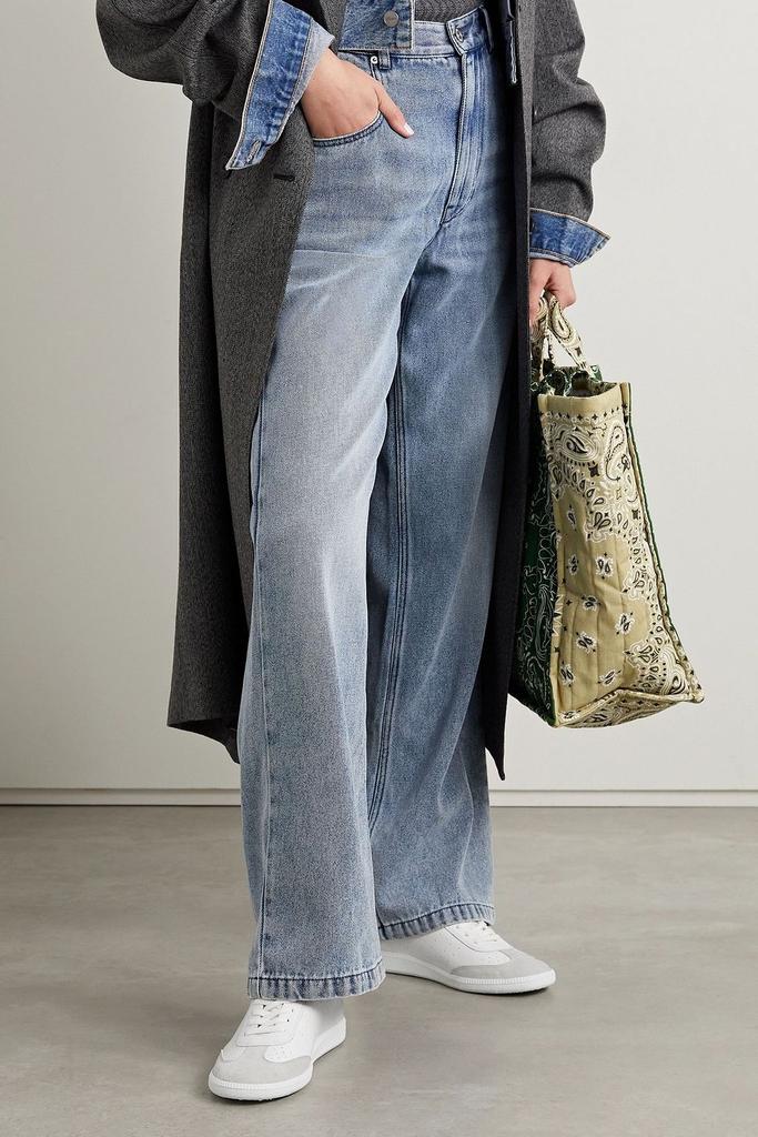 Isabel Marant Bryce metallic and suede-trimmed perforated leather sneakers