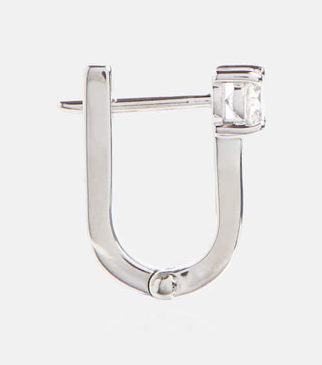 Melissa Kaye Aria U Huggie 18kt white gold hoop earrings with diamonds
