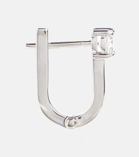 Melissa Kaye Aria U Huggie 18kt white gold hoop earrings with diamonds 2