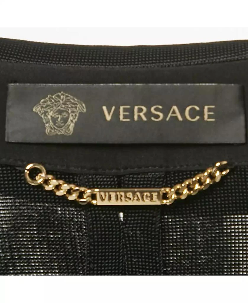 Pre-Owned Versace Women
s Black Stretch Knit Medusa Hardware Detail Cropped Jacket 5