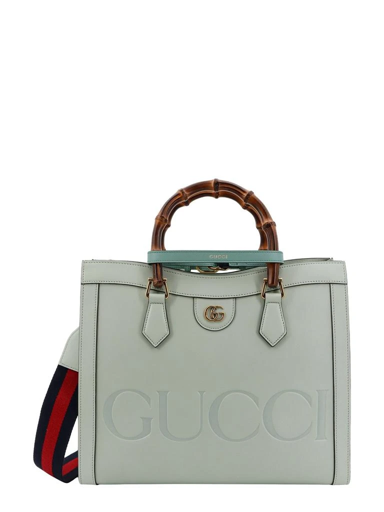 Gucci Leather handbag with bamboo handles with metal GG logo 1