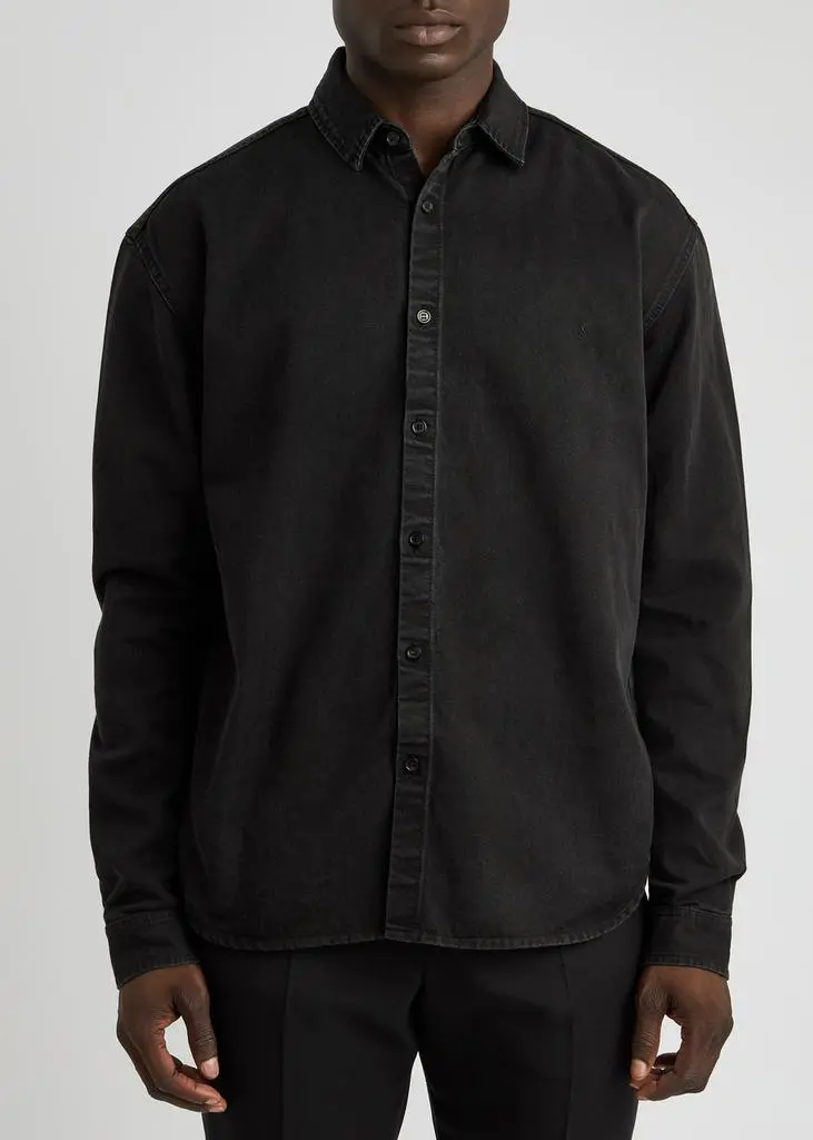 Yves Saint Laurent Logo-embroidered denim shirt 2