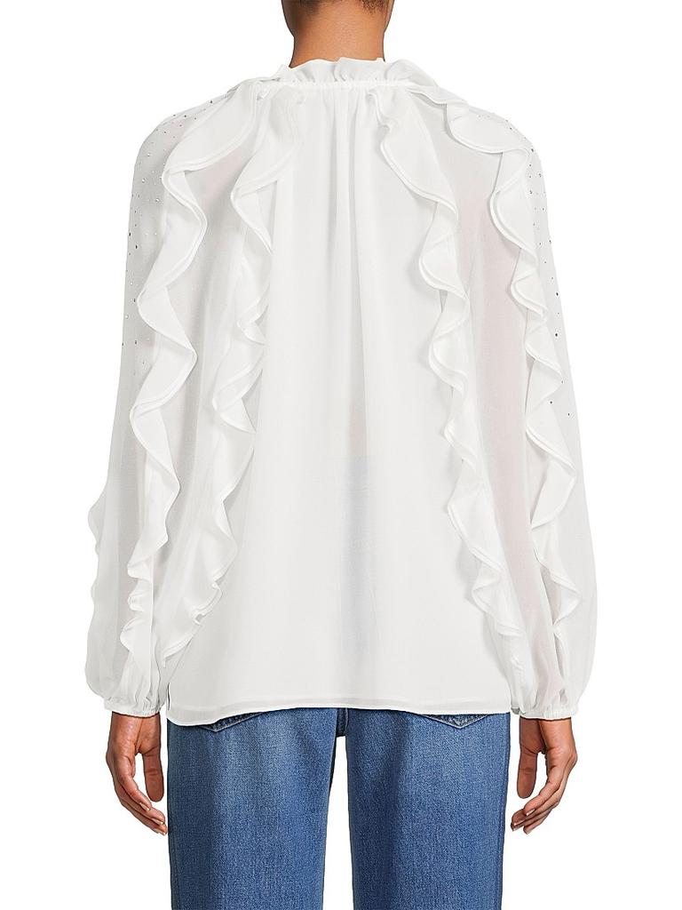 Shop Aurora Crystal-Embellished Ruffled Blouse on Sale at