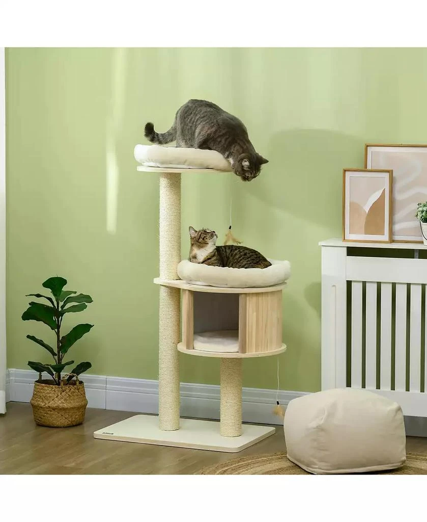 Zeus 
Ruta PawHut 3 Level Cat Tree Sisal Posts Badminton Toy Soft Cushions Play Areas 7