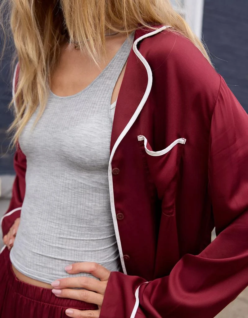 Aerie Aerie Off-Duty Satin Piping Shirt 7