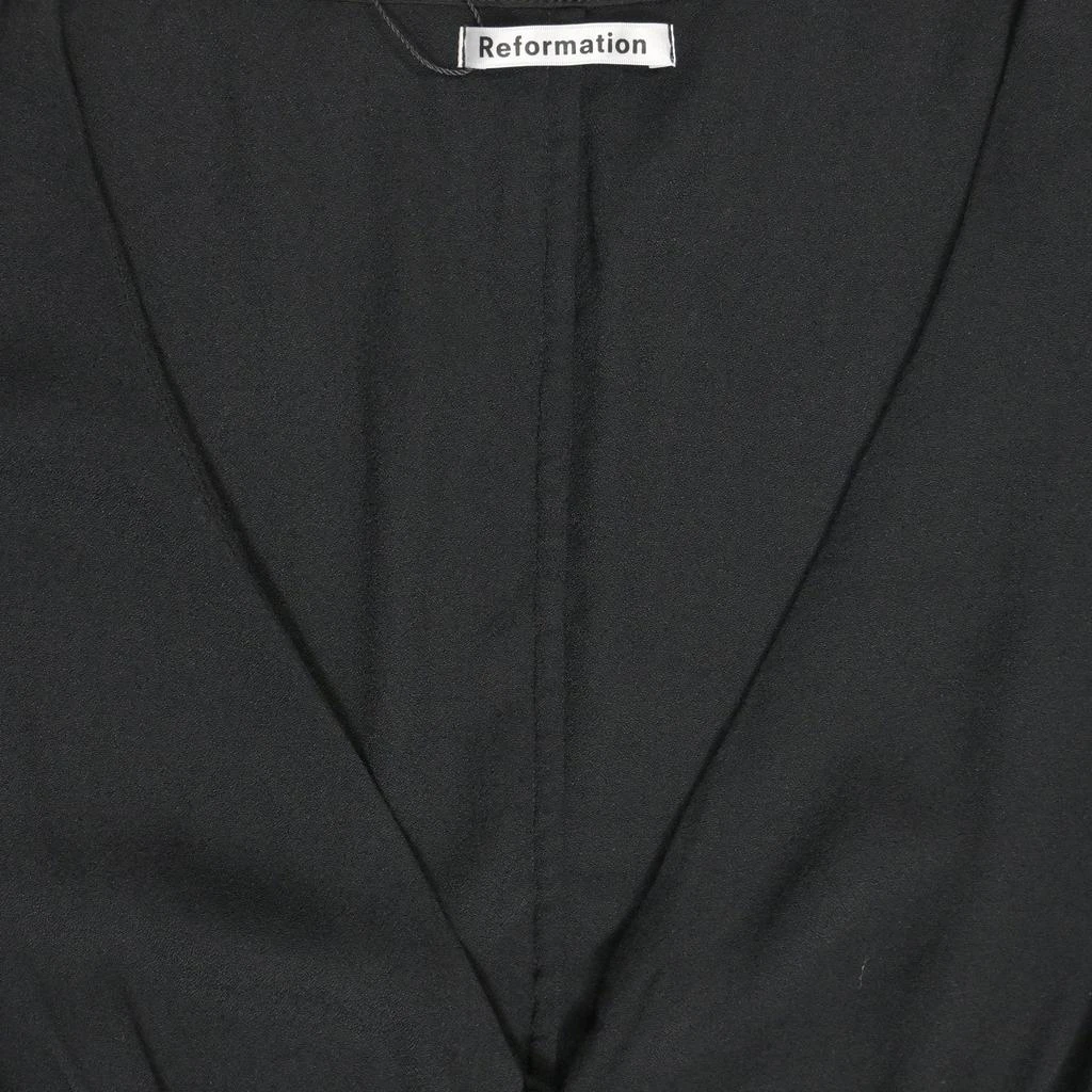 Reformation Nell Plunge Neckline Long Sleeve Blouse in Black Viscose 5