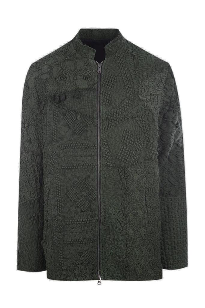 BY WALID By Walid Embroidered Patchwork Zipped Jacket
