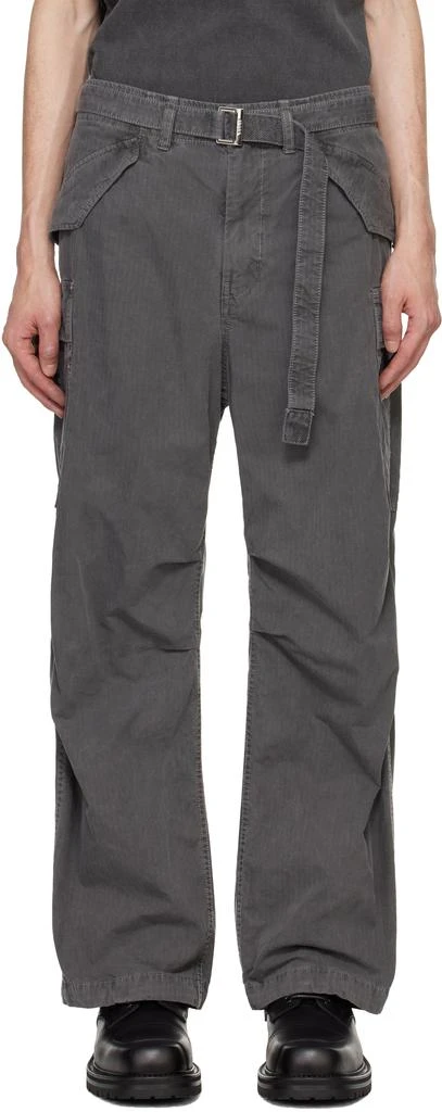 Sacai Gray Garment Dye Rip Stop Cargo Pants 1