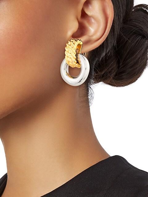 Kenneth Jay Lane Two-Tone Rhodium-Plated & 22K Gold-Plated Doorknocker Earrings