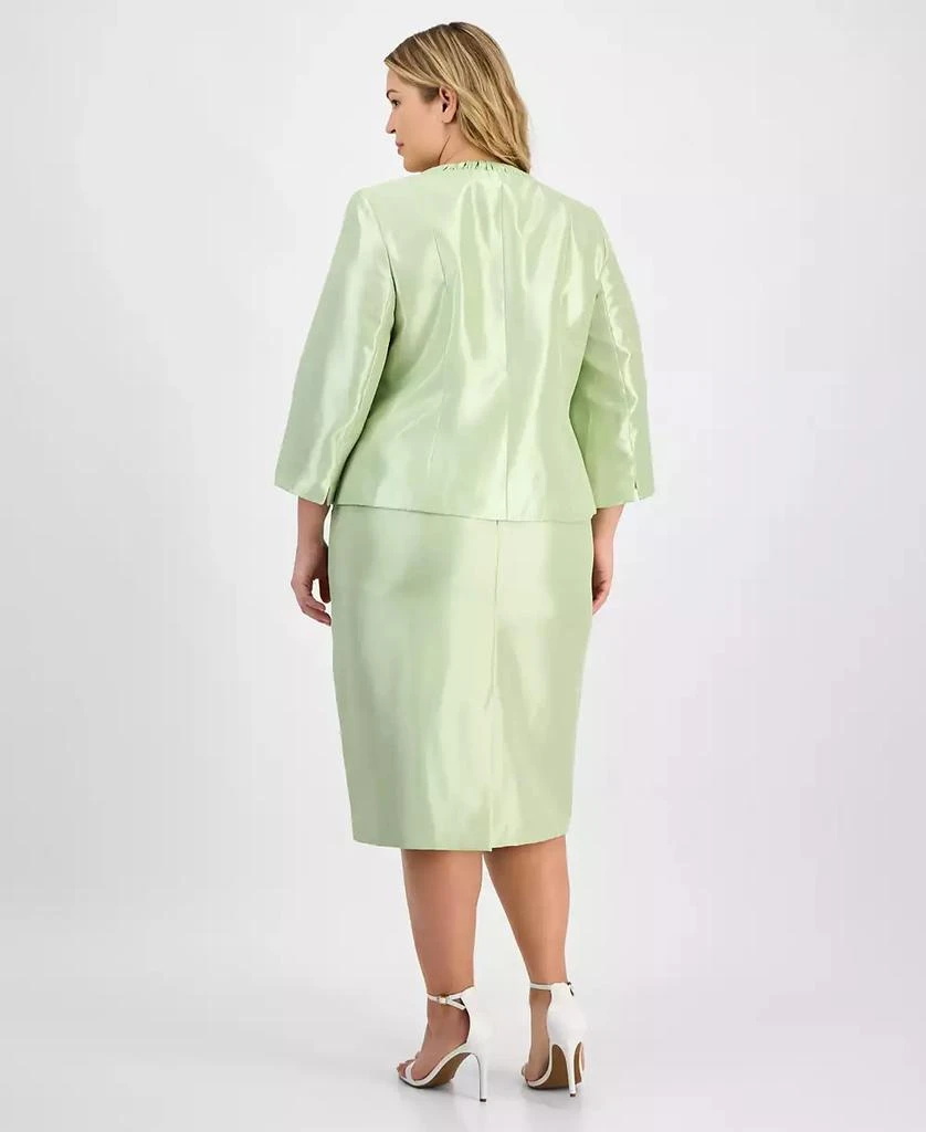 Le Suit Plus Size Collarless Three-Button 3/4-Sleeve Jacket 
Slim Skimmer Skirt 2