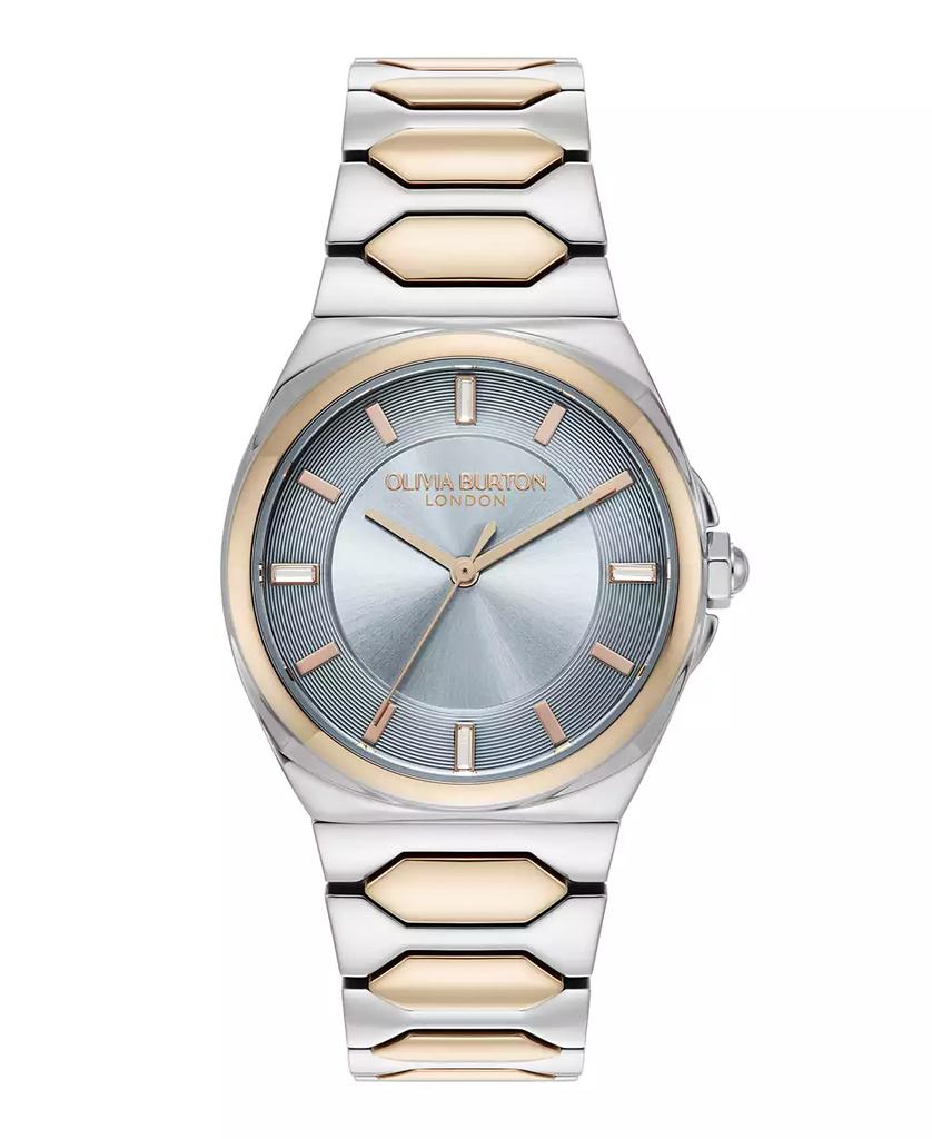 Olivia Burton Women's Lustre Silver and Rose Gold-Tone Stainless Steel Bracelet Watch 34mm