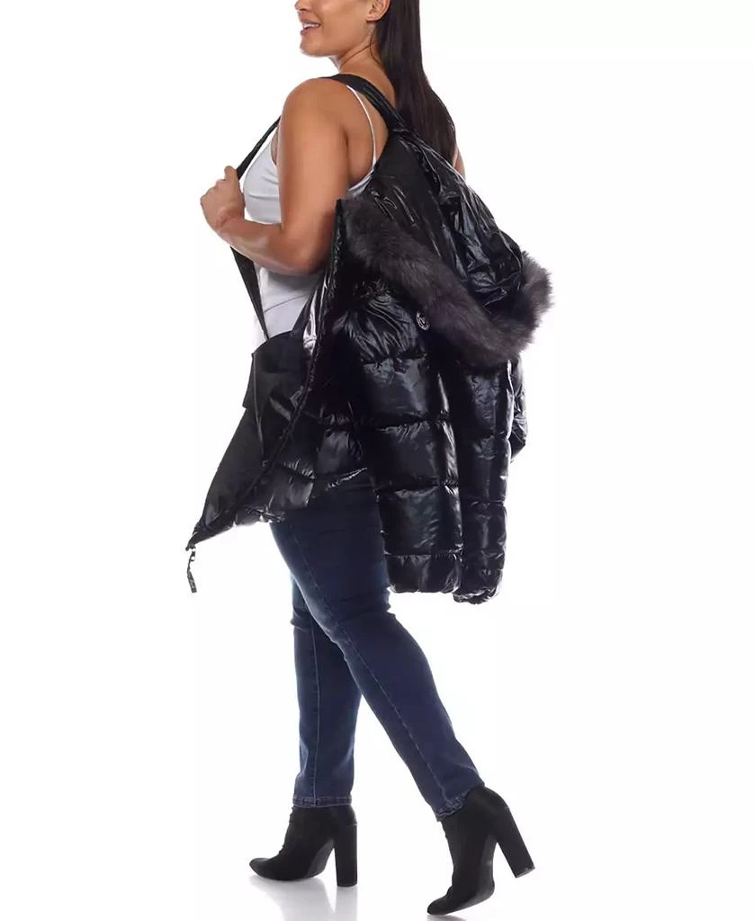 White Mark Plus Size Metallic Puffer Coat with Hoodie 3