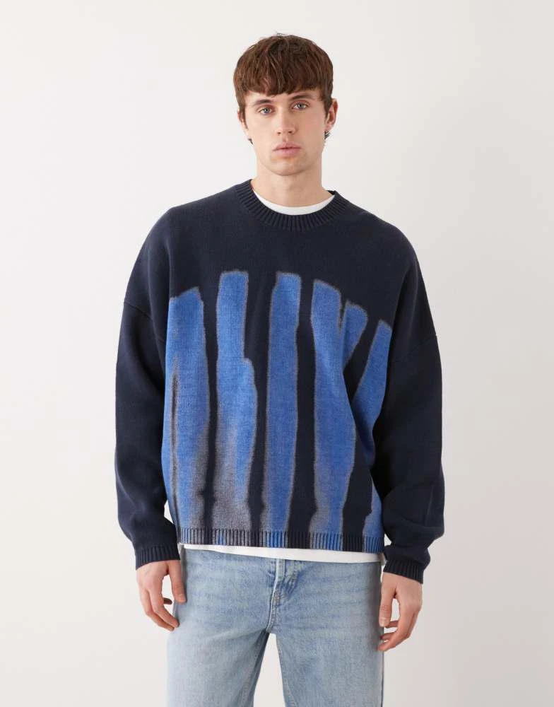 Weekday Weekday oversized graphic knit jumper in navy