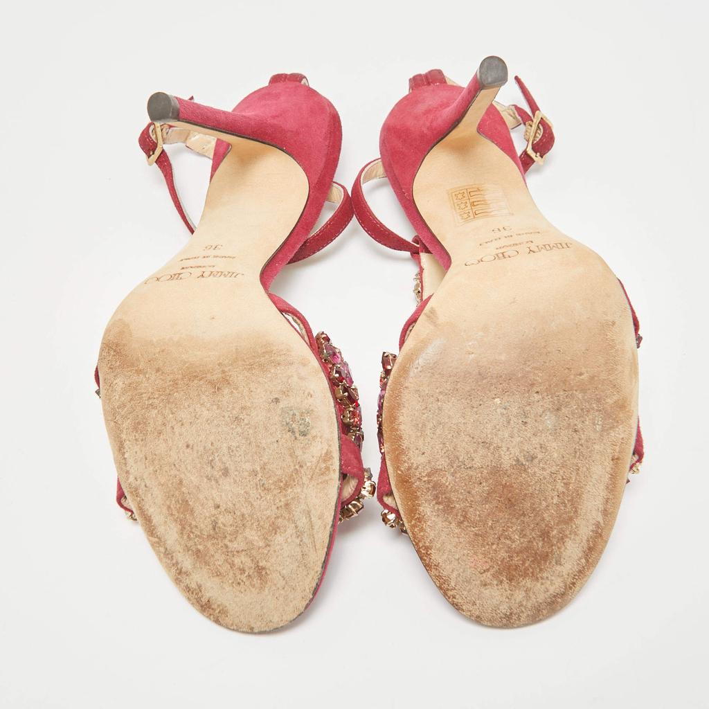 ジミーチュウ　ピンクスエード Shop Jimmy Choo Fuchsia Shimmer Suede Crystals Embellished