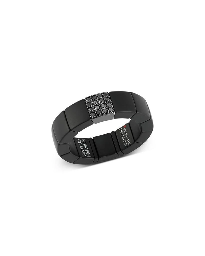 Roberto Demeglio Men's Scacco Black Diamond Pavé & 18K White Gold Large Stretch Ring 1