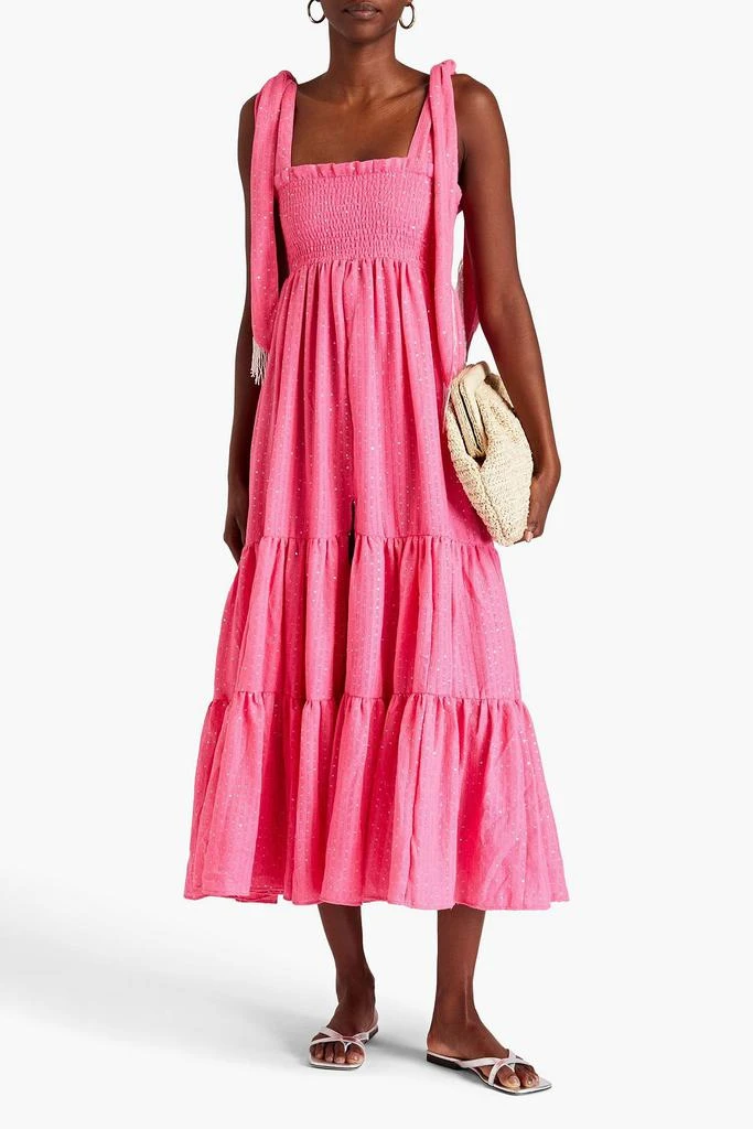 SUNDRESS Jade sequin-embellished tiered jacquard midi dress 2