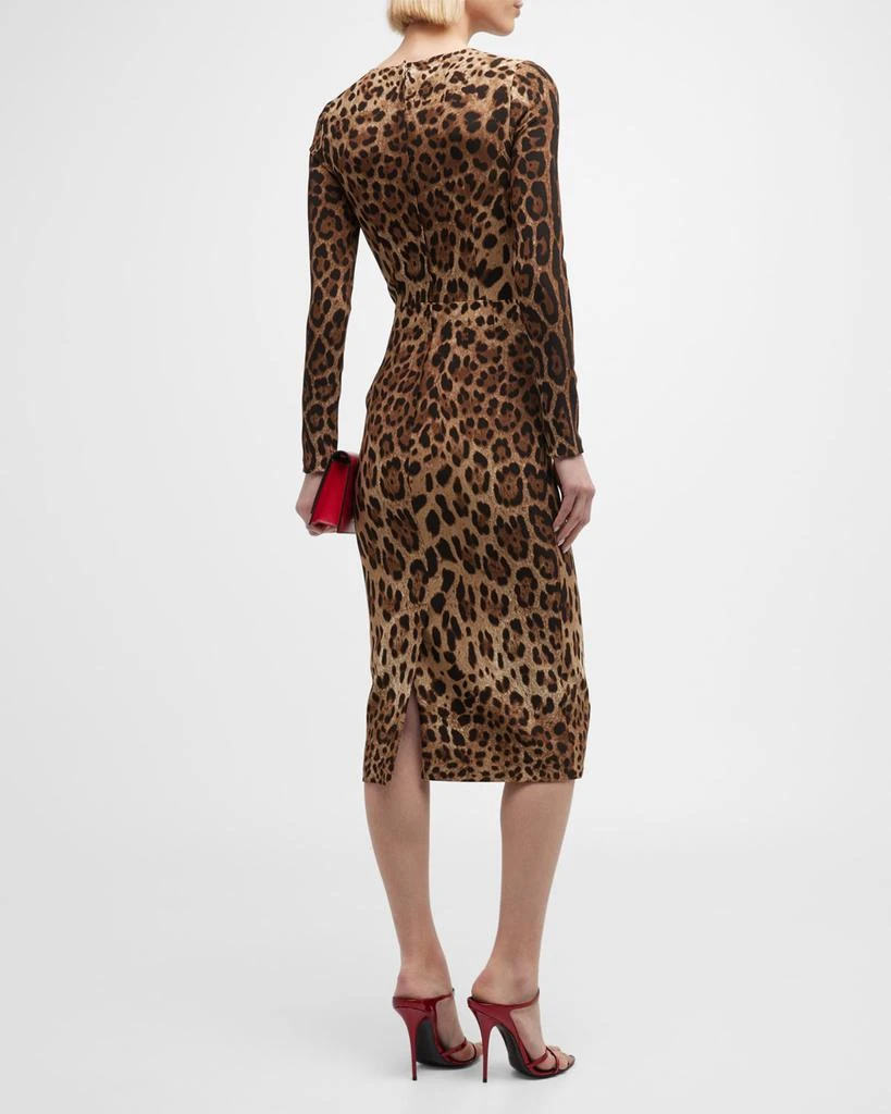 Dolce & Gabbana Leopard-Print Long-Sleeve Midi Dress 4