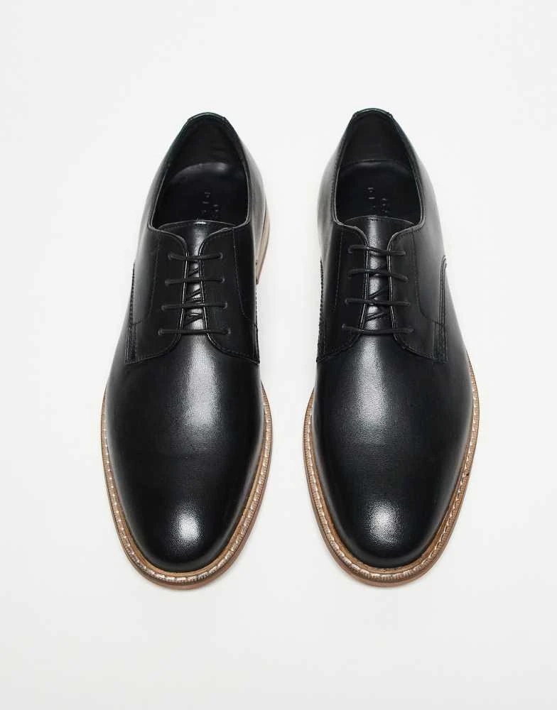 ASOS ASOS DESIGN derby lace up shoes in black leather 3